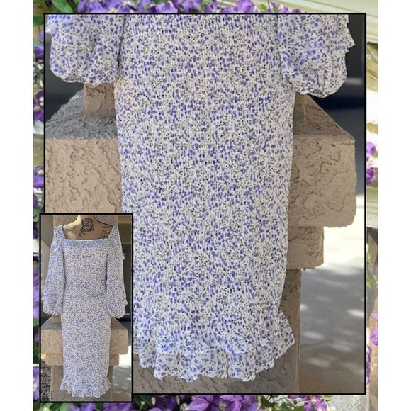 Petal & Pup BONITA Shirred Frill Bodycon Midi Dress Size XL - Picture 4 of 6